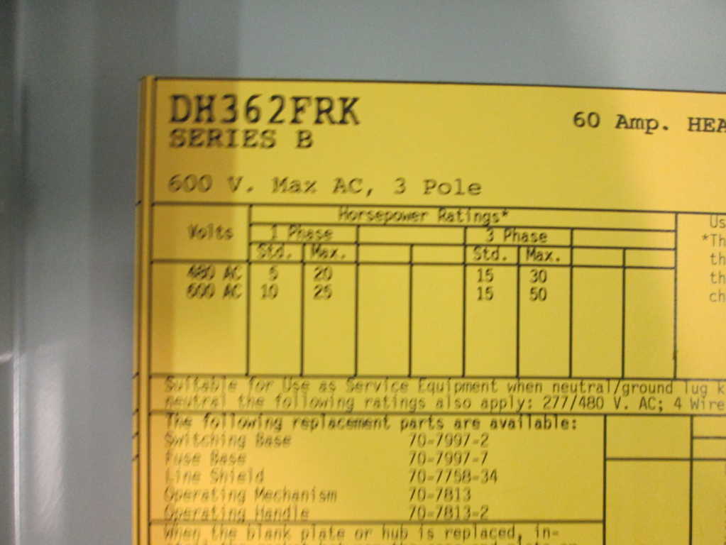 Cutler Hammer DH362FRK NSFP **GENUINE** DH 362FRK Westinghouse