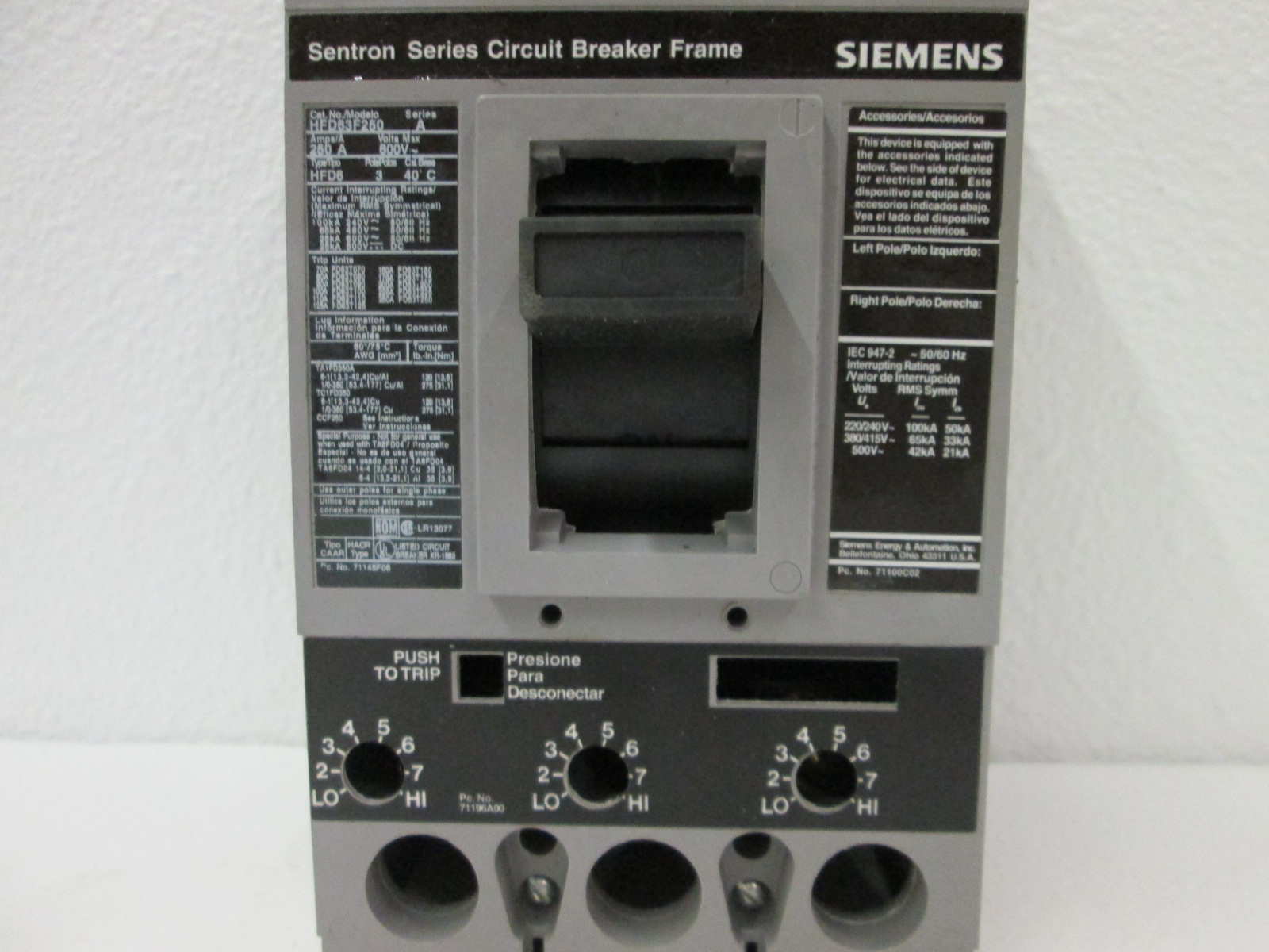 Siemens HFD63F250 NSFP **GENUINE** Furnas