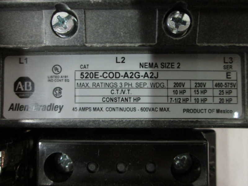 Allen Bradley 520ECODA2GA2J Ser. E NSNP * GENUINE * 520E COD A2G A2J