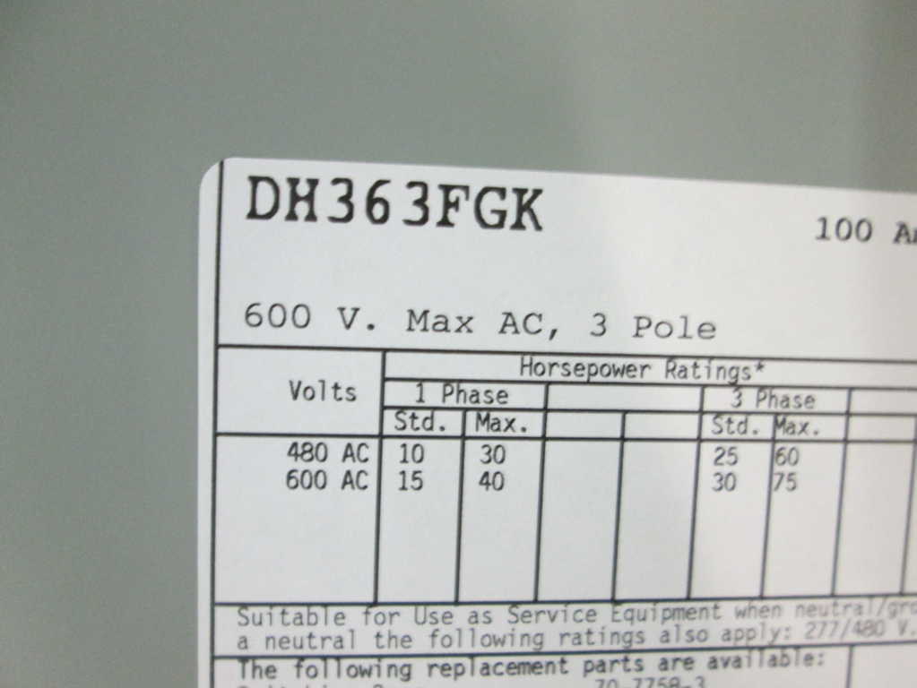 Cutler Hammer DH363FGK NSNP **GENUINE** Westinghouse