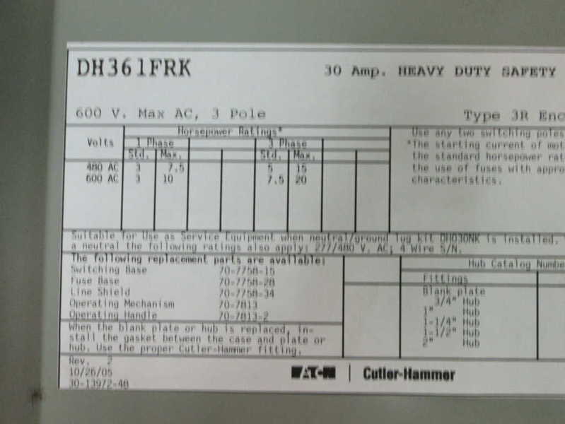 Cutler Hammer DH361FRK NSFP ** GENUINE ** Westinghouse