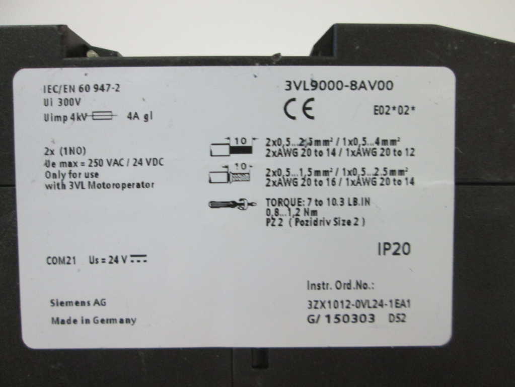 Siemens 3VL90008AV00 NSNP **GENUINE** 3VL9000 8AV00 Furnas