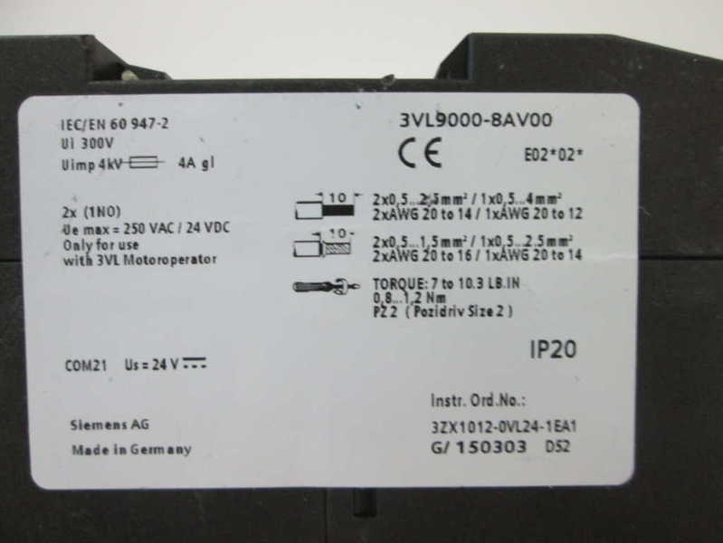 Siemens 3VL90008AV00 NSNP * GENUINE * 3VL9000 8AV00 Furnas