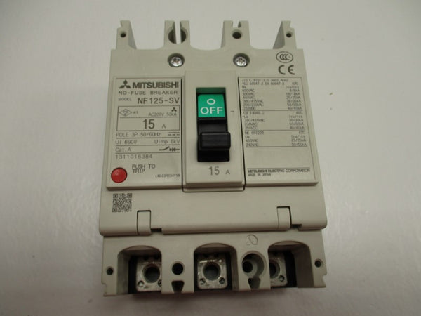 MITSUBISHI NF125-SV3P15A CIRCUIT BREAKER 15A NSMP