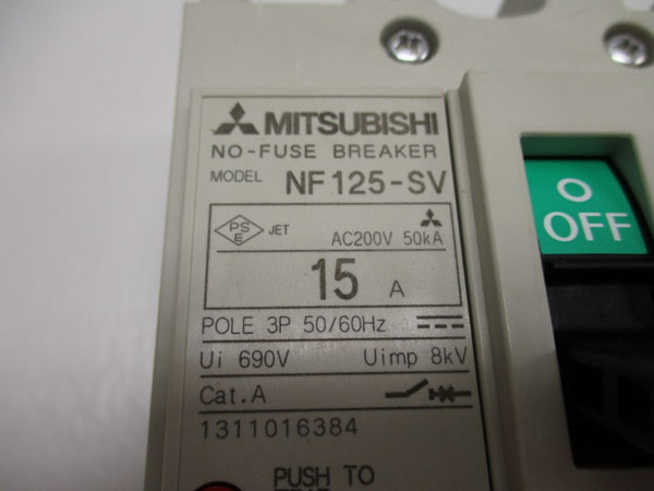 MITSUBISHI NF125-SV3P15A CIRCUIT BREAKER 15A NSMP