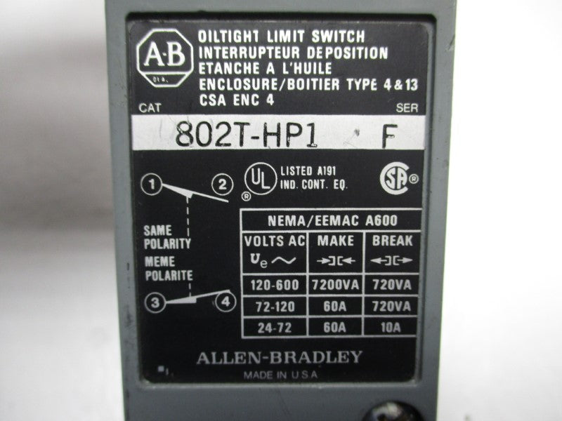 INDUSTRIAL SPARE PART 802T-HP1 SER. F (AS PICTURED) UNMP