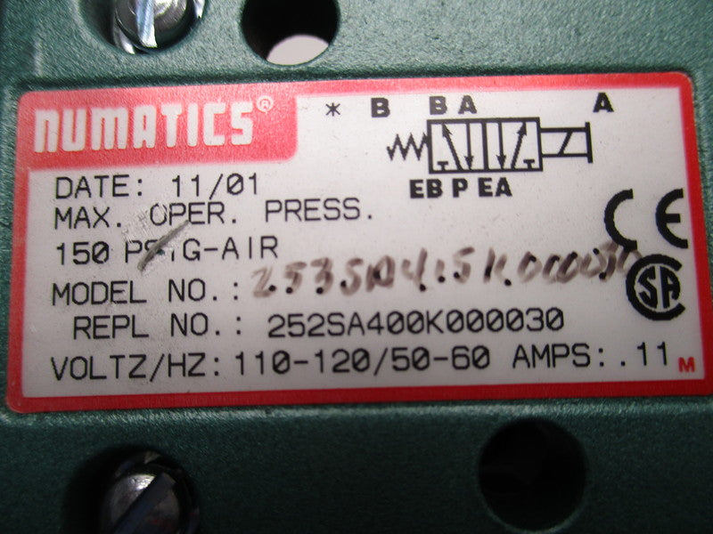NUMATICS 252SA400K000030 (AS PICTURED) NSNP