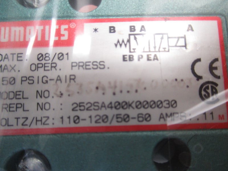 NUMATICS 252SA400K000030 120VAC (AS PICTURED) NSNP