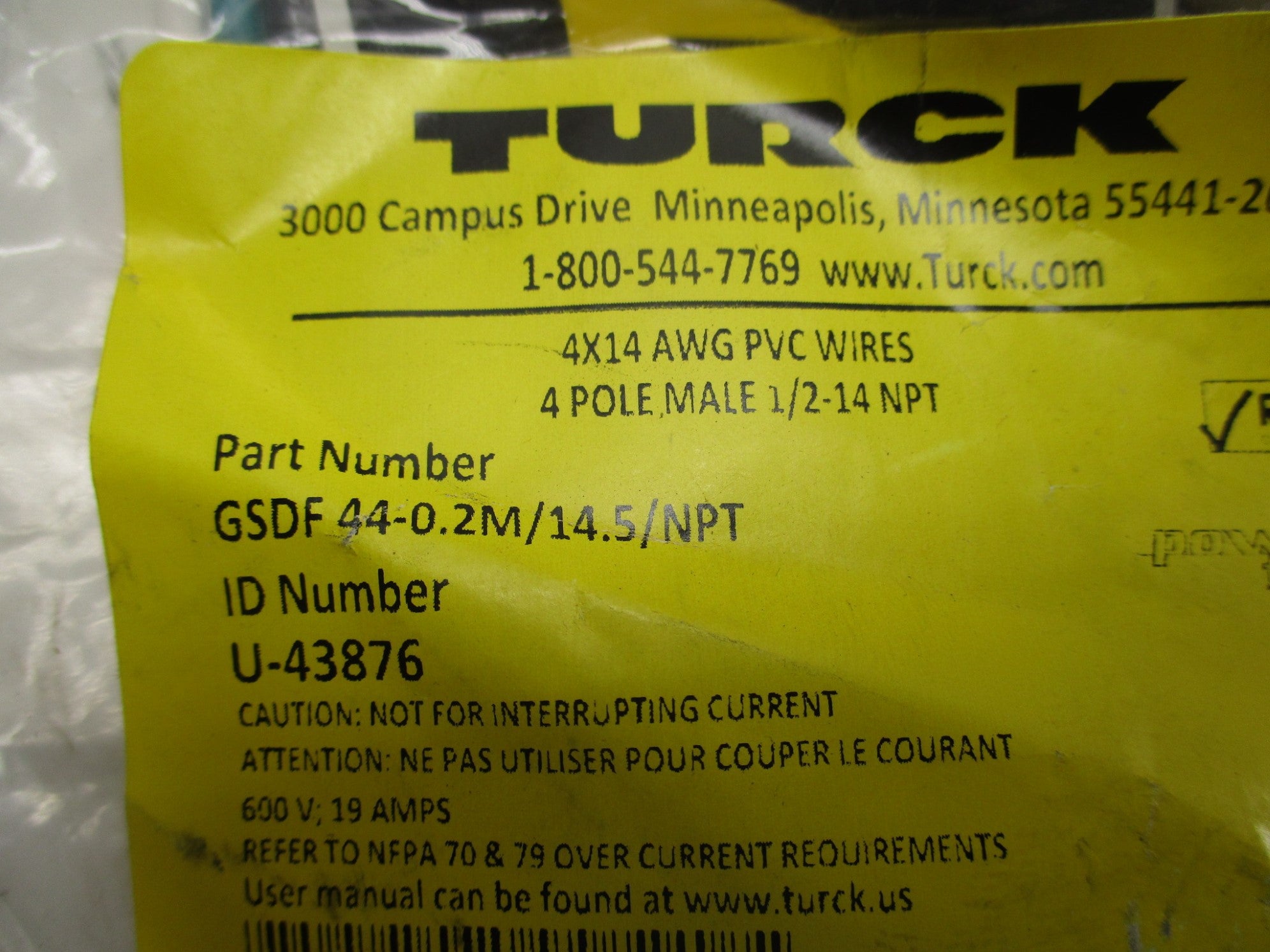 TURCK GSDF44-0.2M/14.5/NPT NSMP