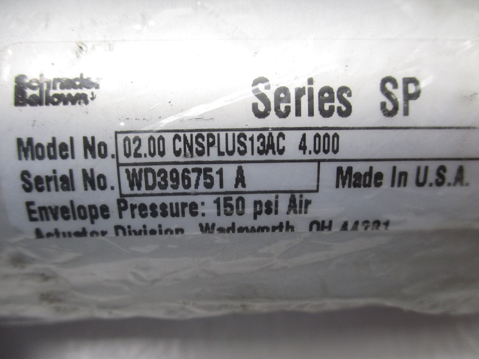 SCHRADER BELLOWS 02.00CNSPLUS13AC4.000 NSMP