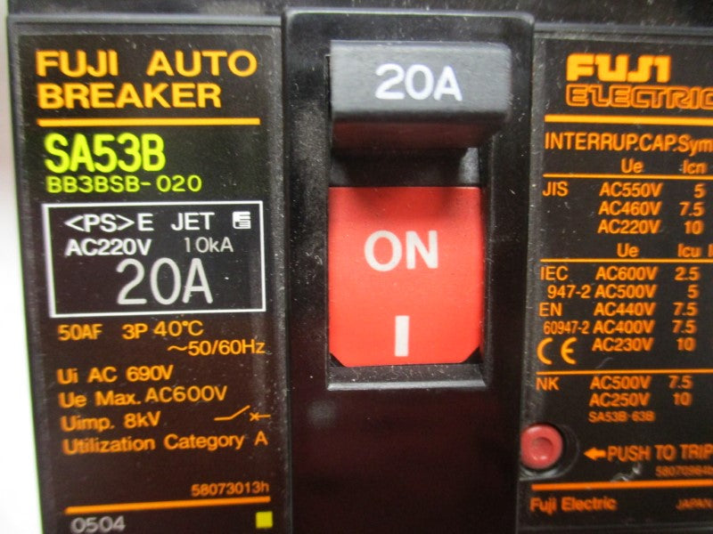 FUJI ELECTRIC SA53B  20A 600VAC NSNP