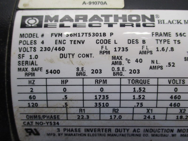 MARATHON ELECTRIC FVM56H17T5301B UNMP