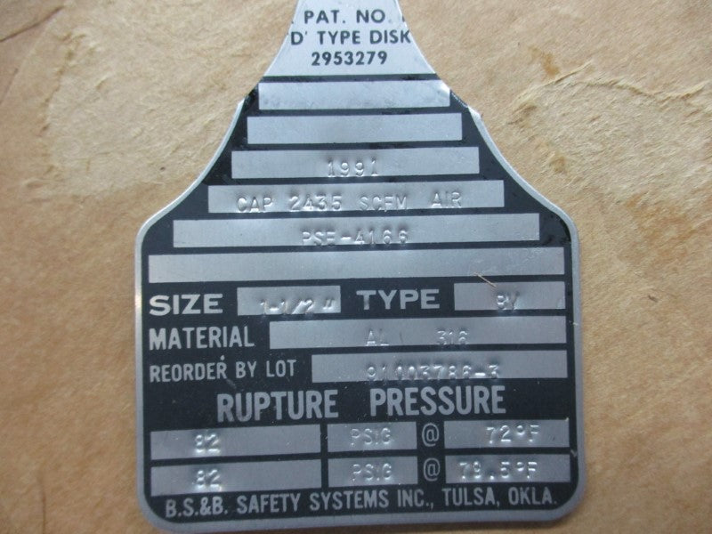 B.S.&B. SAFETY SYSTEMS PSE-4166 NSNP