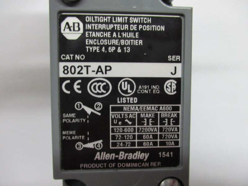 ALLEN BRADLEY 802T-AP SER. J UNMP
