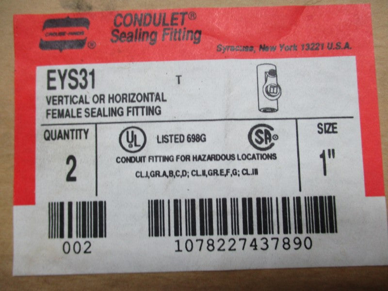 CROUSE-HINDS EYS31 (BOX OF 2) NSMP