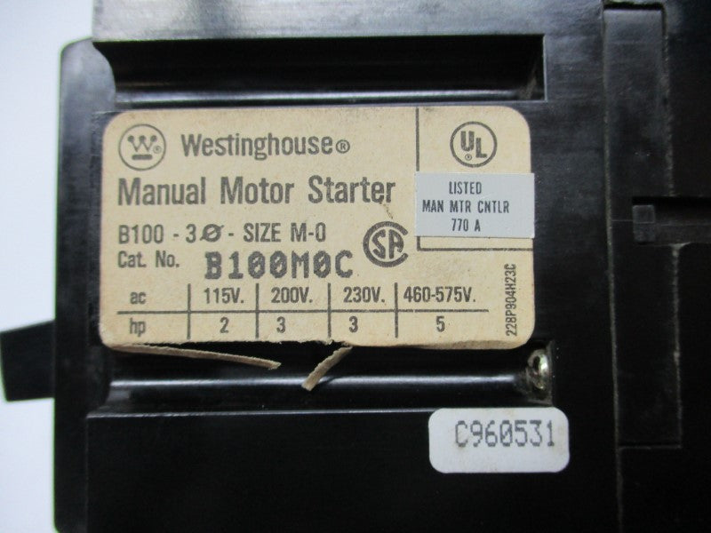 WESTINGHOUSE B100M0C UNMP