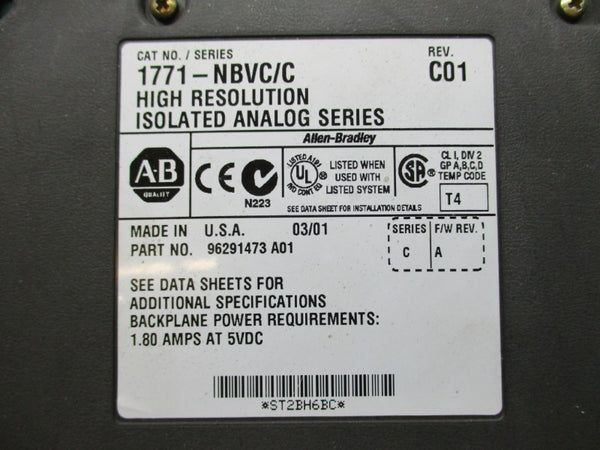 ALLEN BRADLEY 1771-NBVC SER. C F/W A UNMP