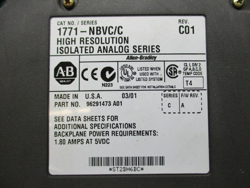 ALLEN BRADLEY 1771-NBVC SER. C F/W A UNMP