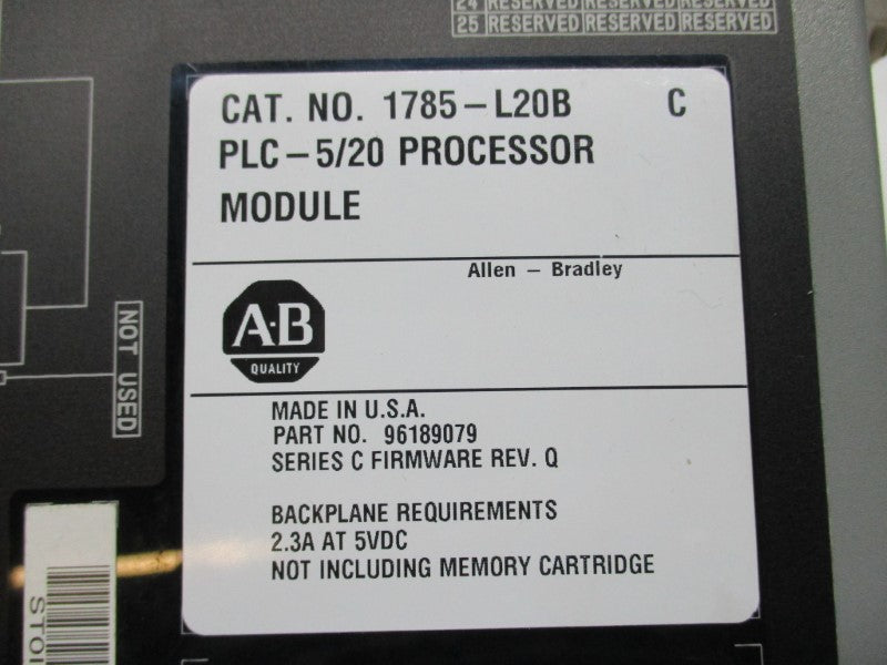 ALLEN BRADLEY 1785-L20B SER. C F/W Q UNMP