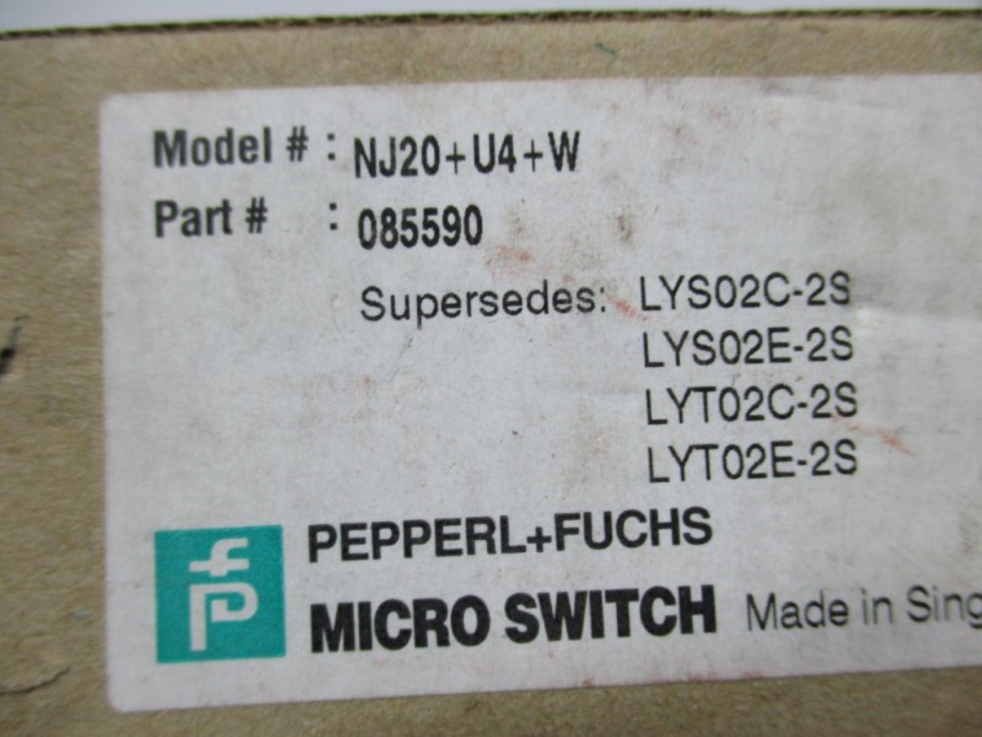 PEPPERL+FUCHS NJ20+U4+W NSMP