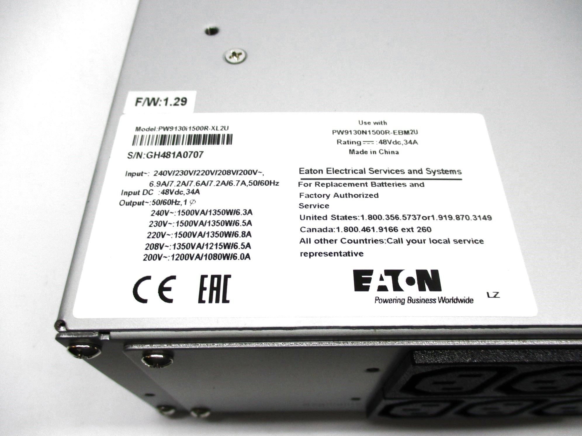 EATON PW9130I1500R-XL2U NSMP