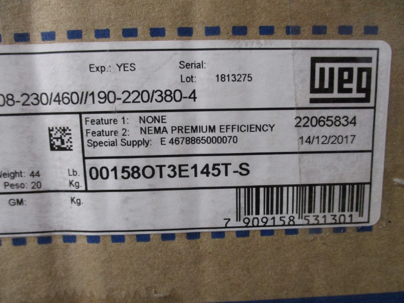 WEG 00158OT3E145T-S NSMP