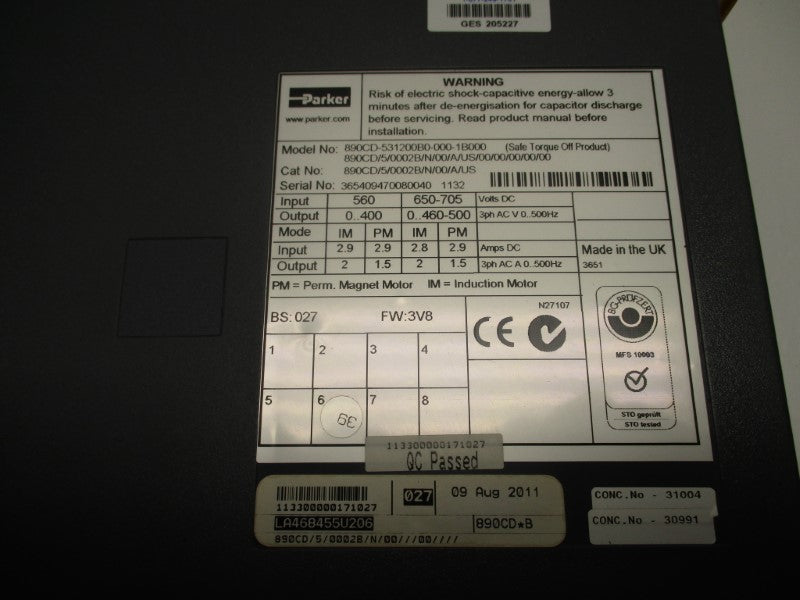 PARKER 890CD/5/0002B/N/00/A/US NSNP
