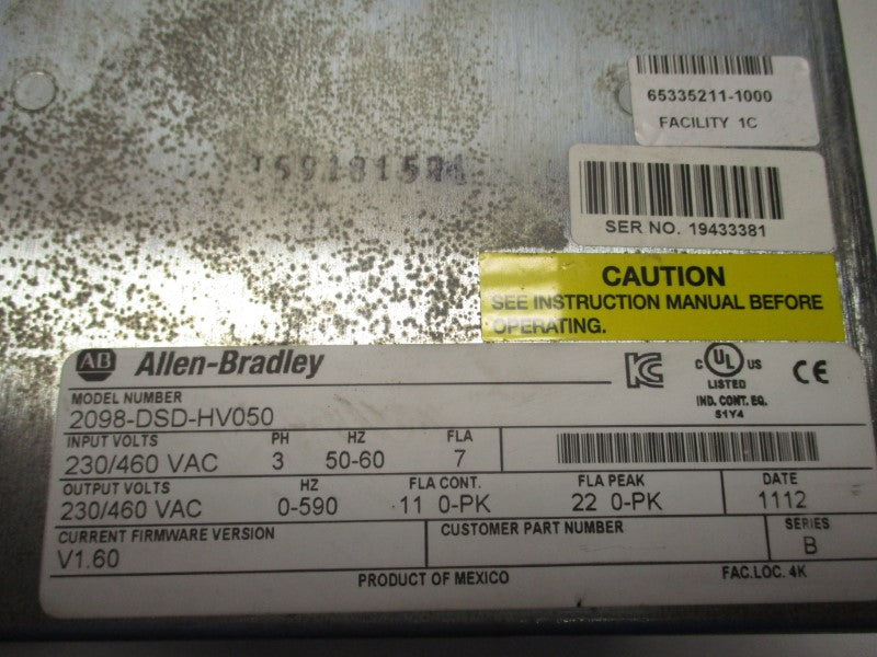ALLEN BRADLEY 2098-DSD-HV050 SER. B F/W 1.60  REMAN
