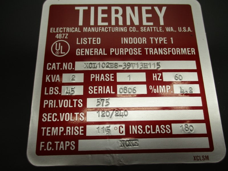TIERNEY XCL102ES-39V13H115 NSFS