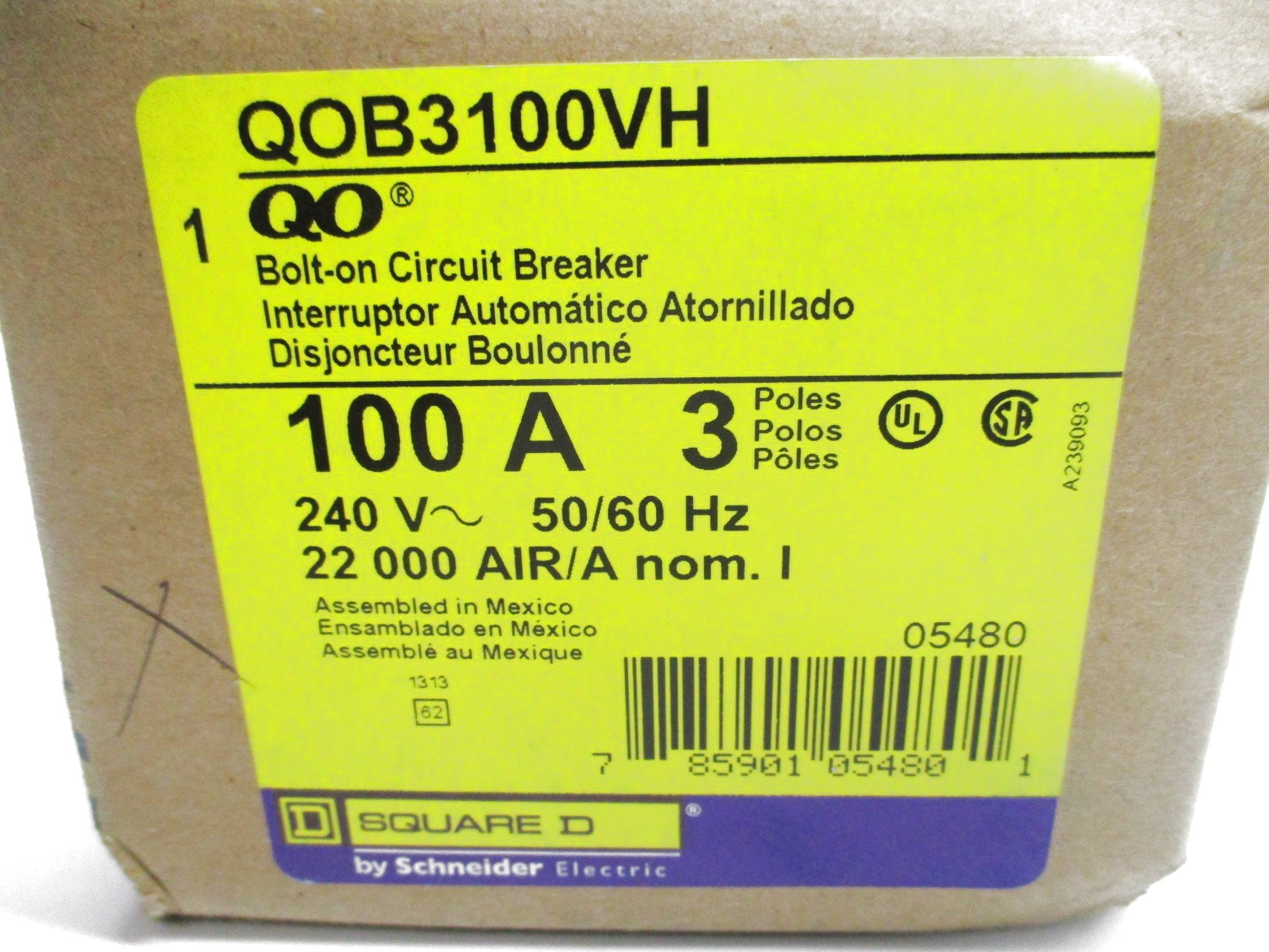 SQUARE D QOB3100VH 240V 100A NSMP
