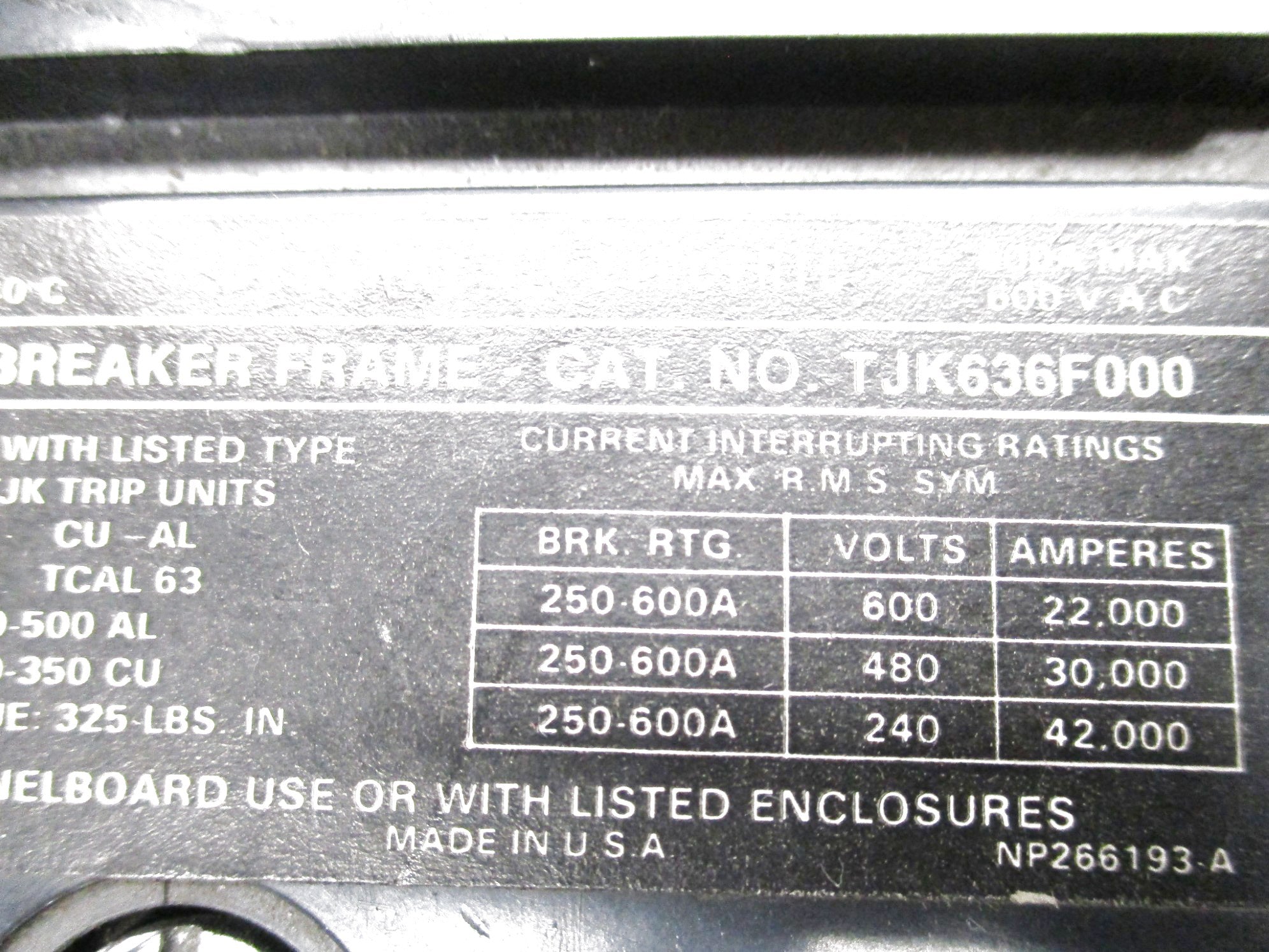 GENERAL ELECTRIC TJK636600 600A 600VAC NSNP