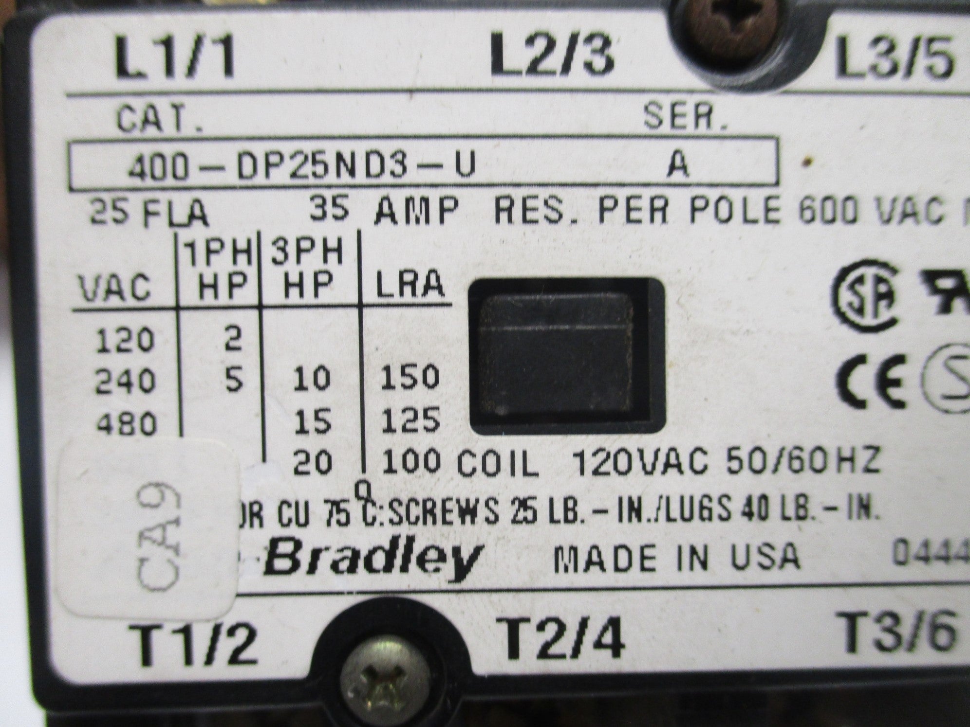 INDUSTRIAL SPARE PART 400-DP25ND3-U 120VAC SER. A UNMP