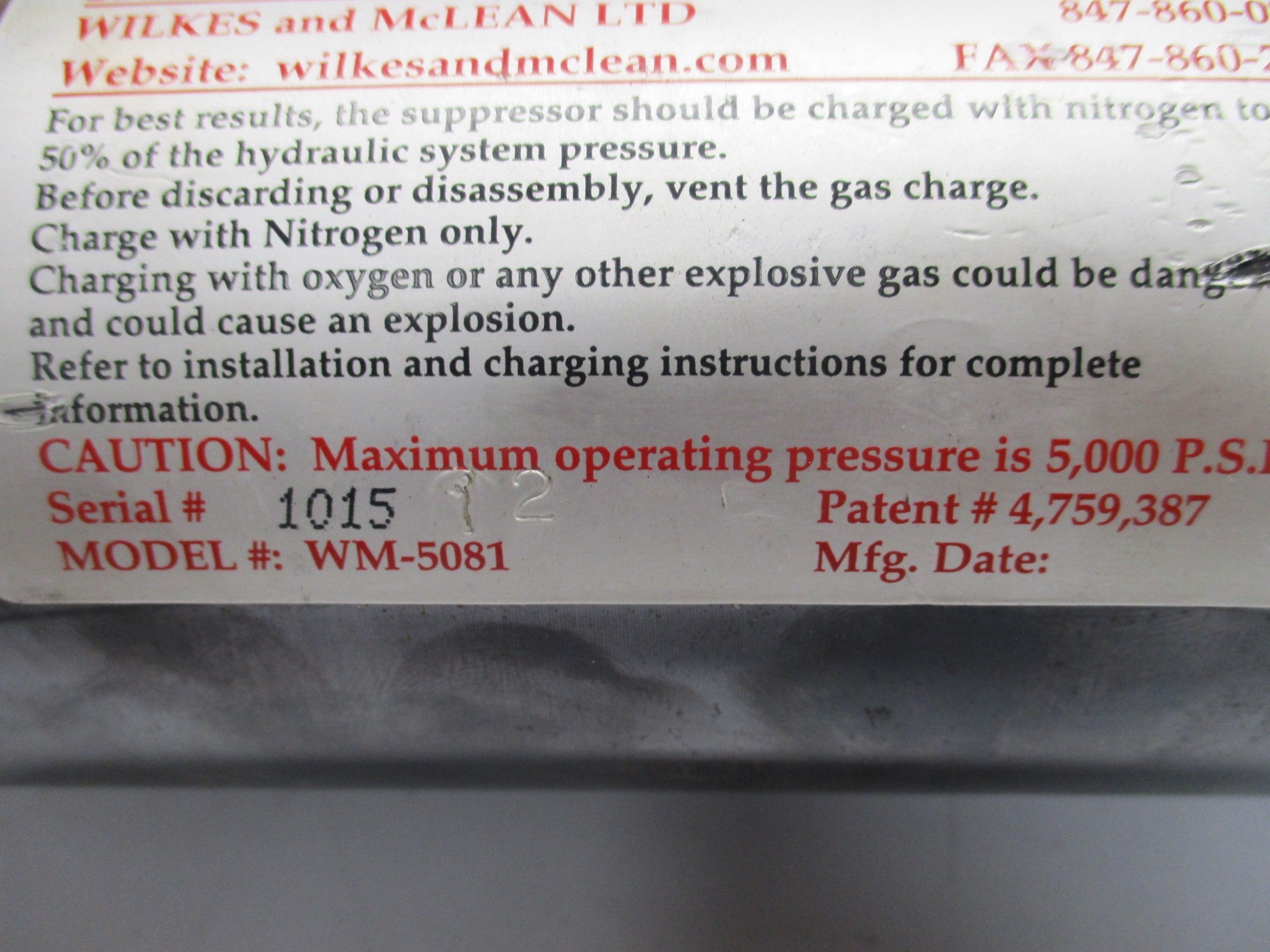 WILKES AND MCLEAN WM-5081 UNMP