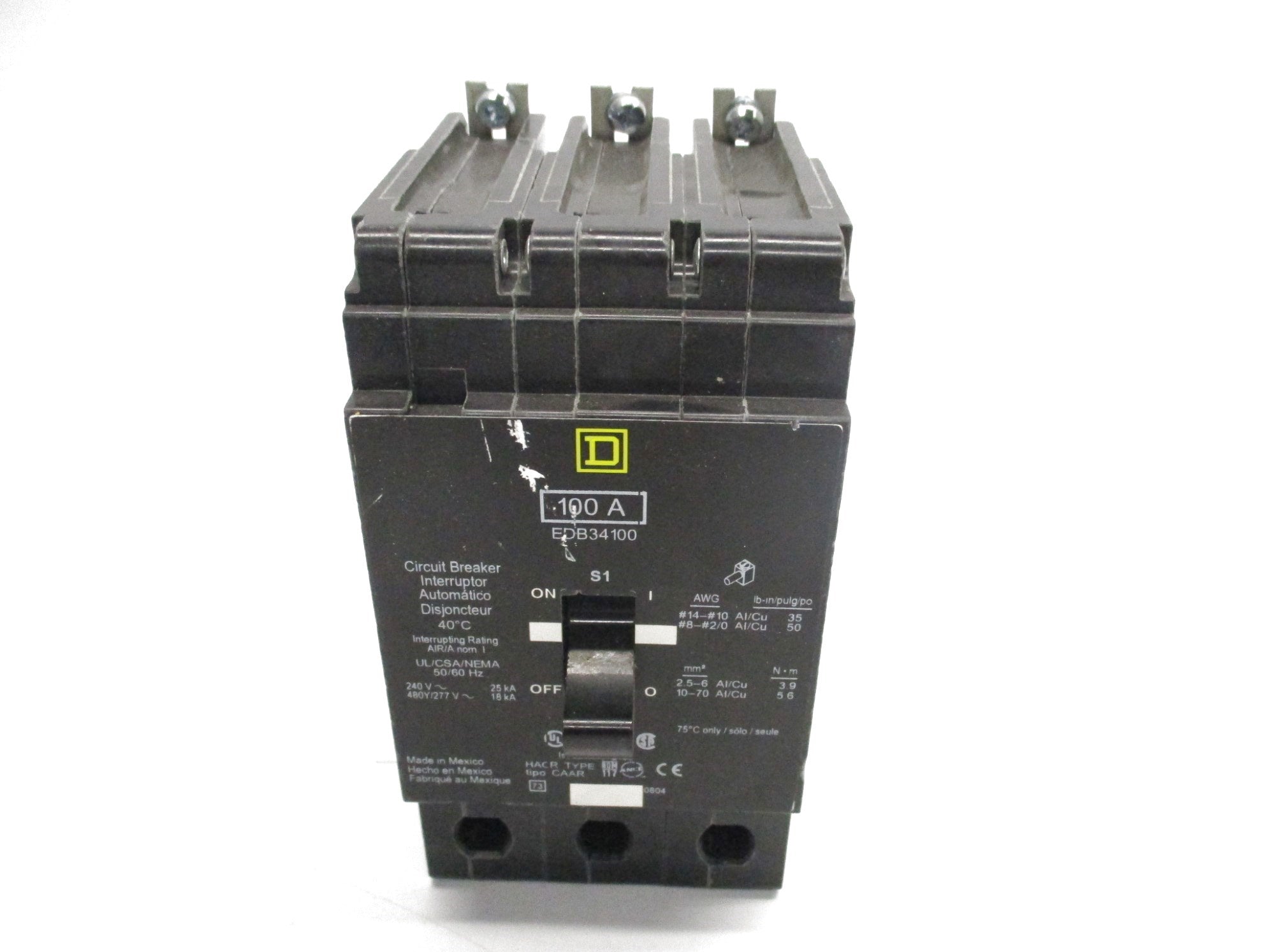 SQUARE D EDB34100 100A NSNP