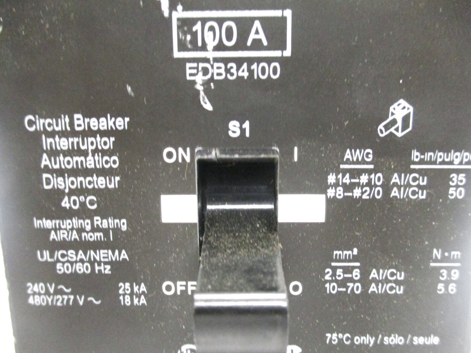 SQUARE D EDB34100 100A NSNP