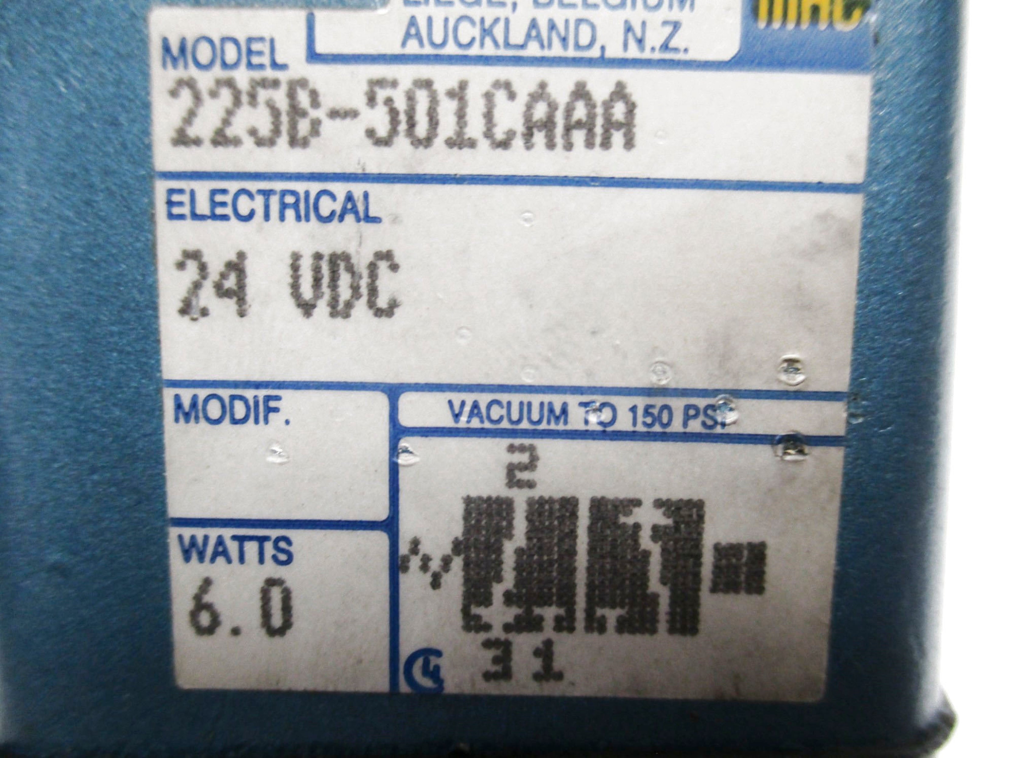MAC 225B-501CAAA 24VDC 150PSI UNMP