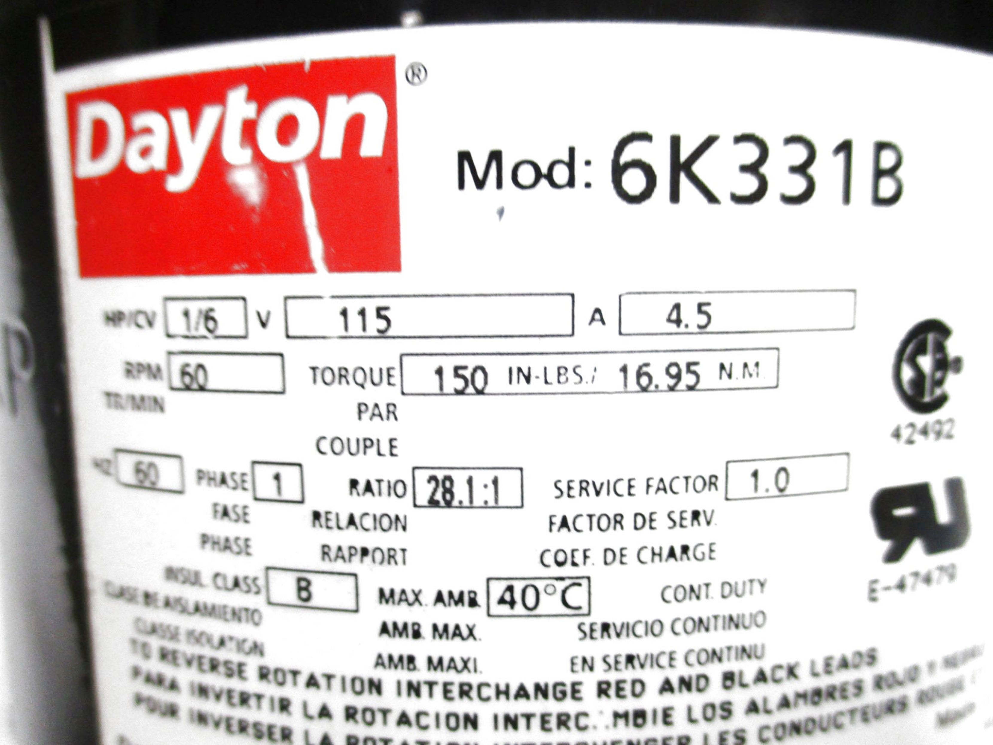 DAYTON 6K331B NSNP