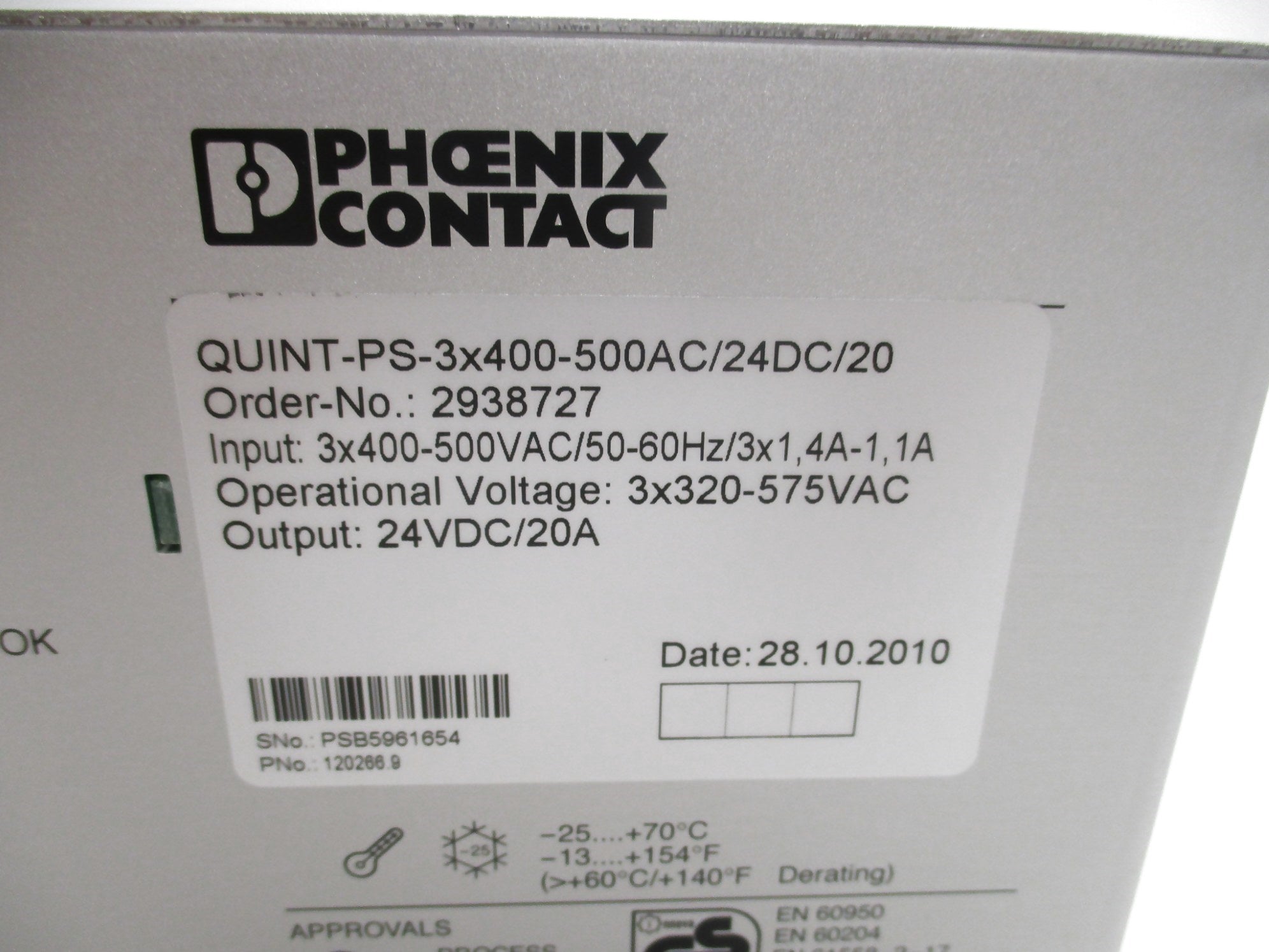PHOENIX CONTACT QUINT-PS-3X400-500AC/24DC/20 NSMP