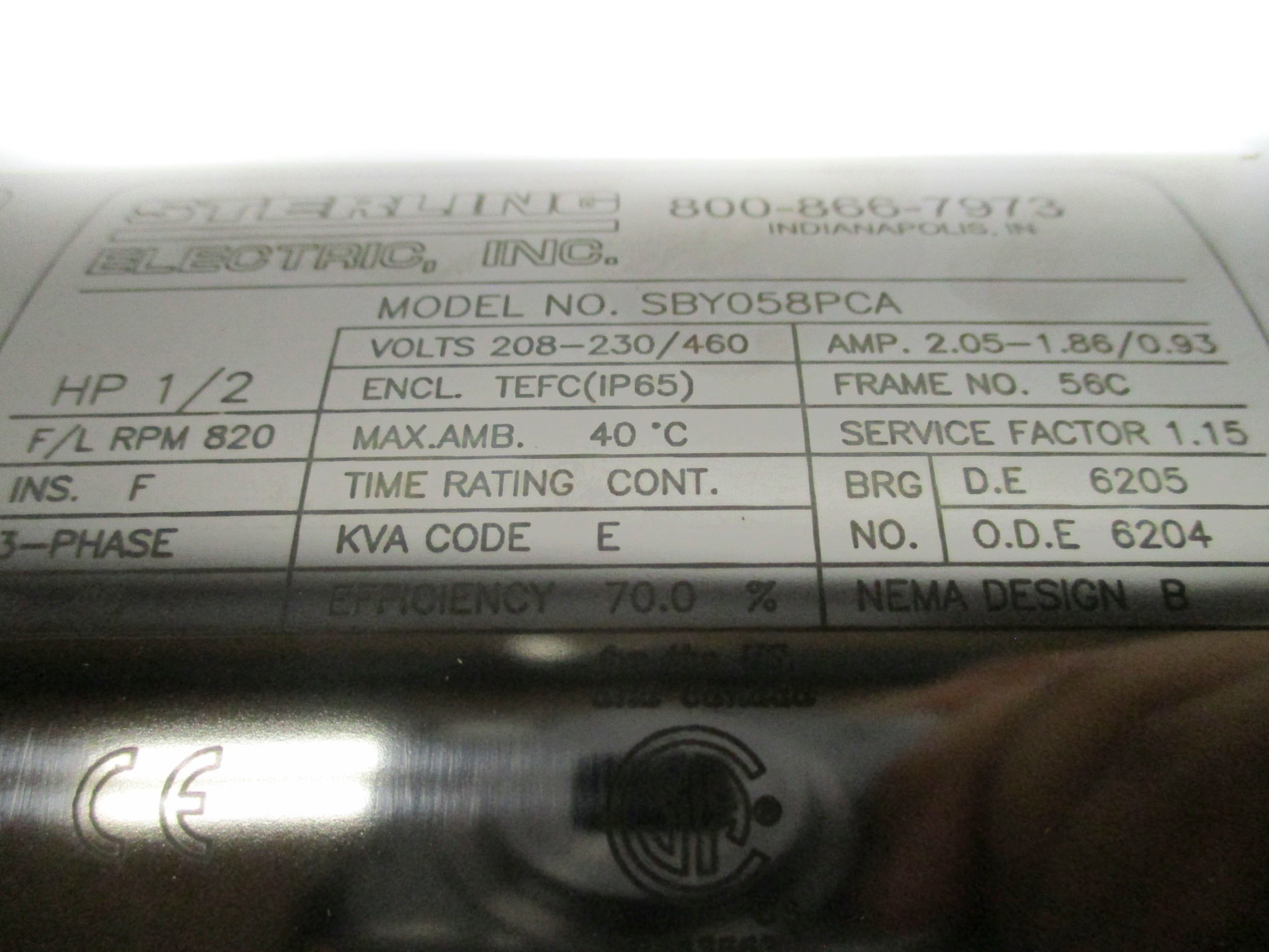 STERLING ELECTRIC SBY058PCA-2 NSMP