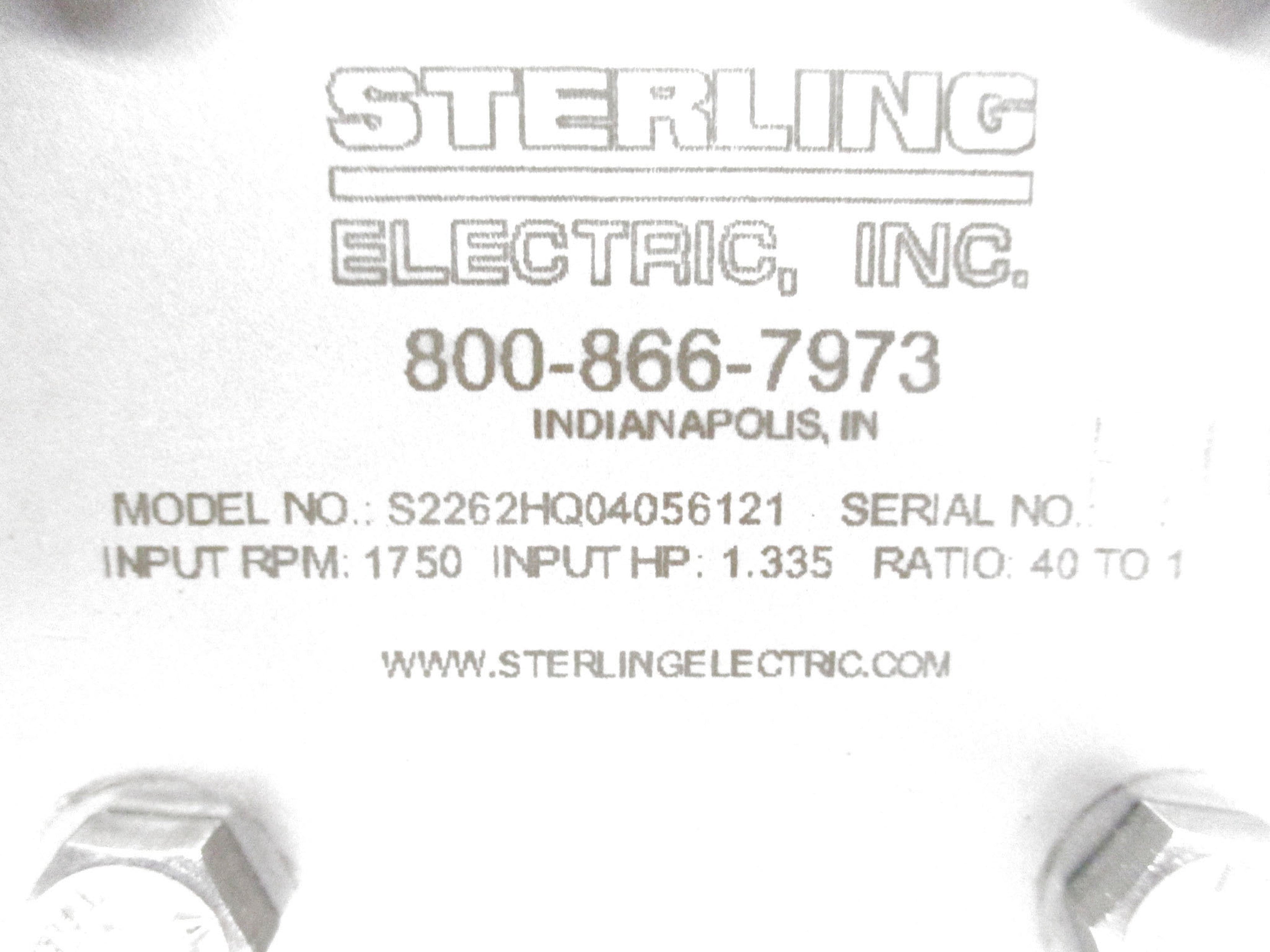 STERLING ELECTRIC S2262HQ04056121 NSMP