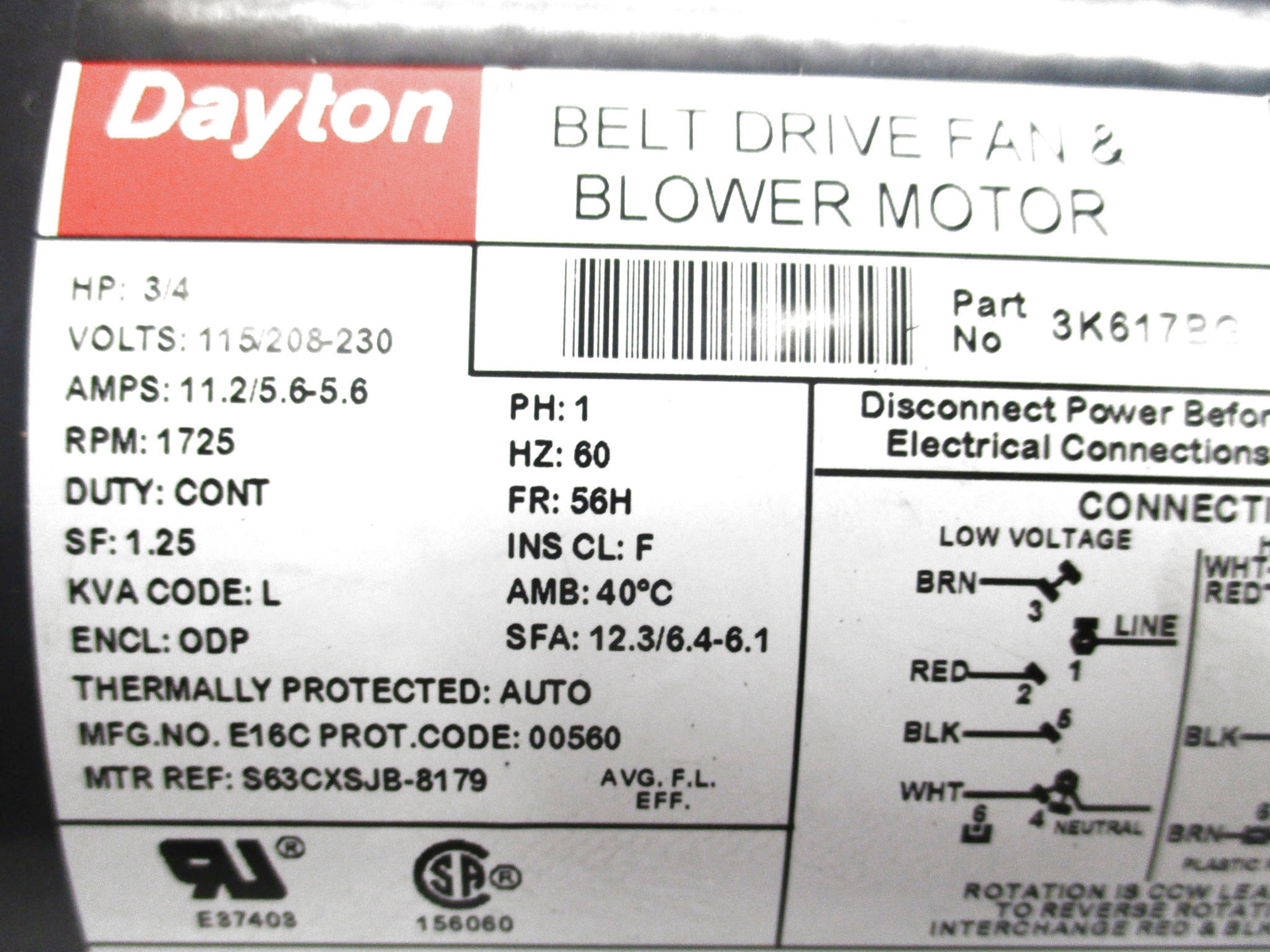 DAYTON 3K617BG NSMP