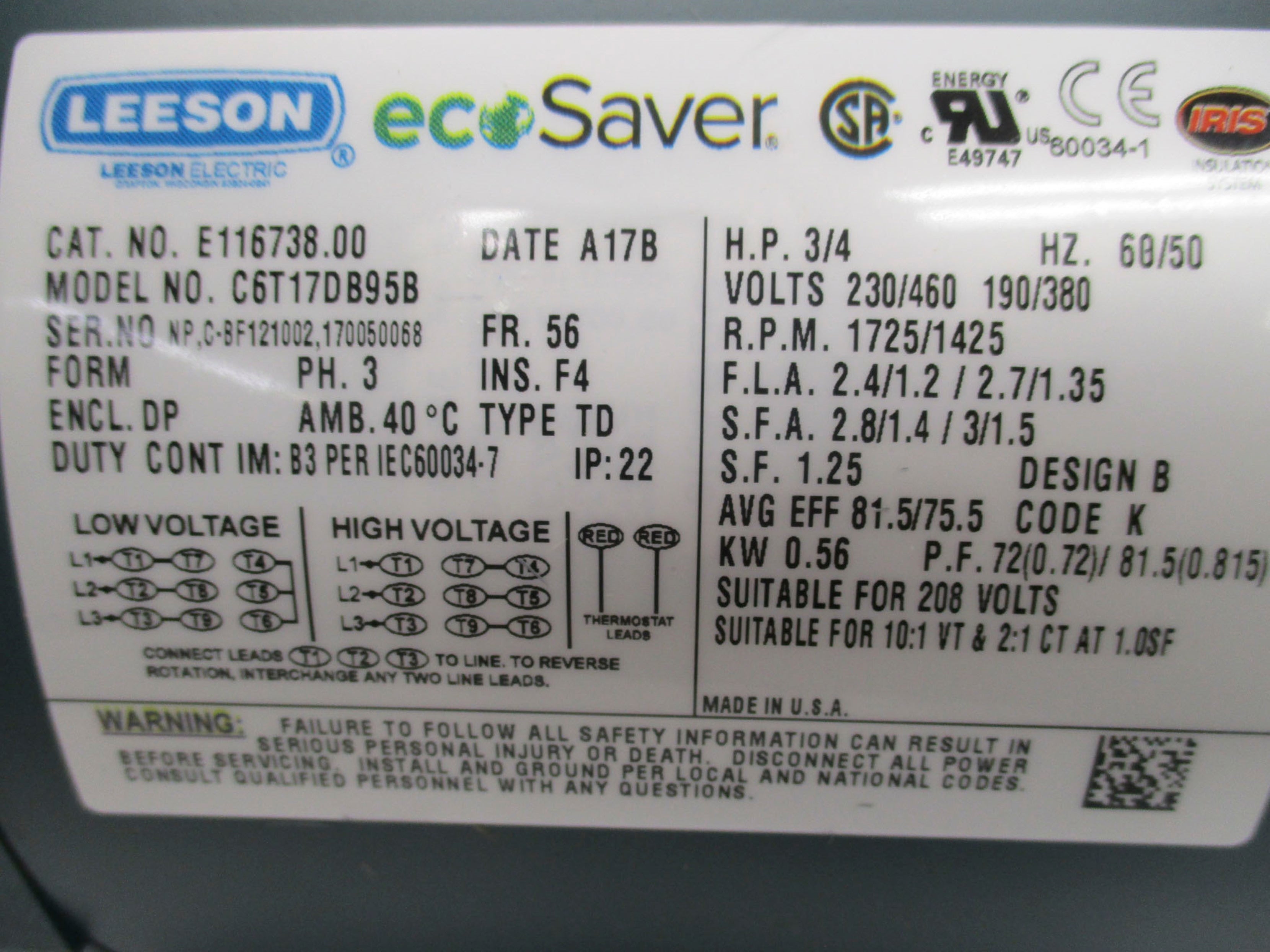 LEESON E116738.00 C6T17DB95B NSMP