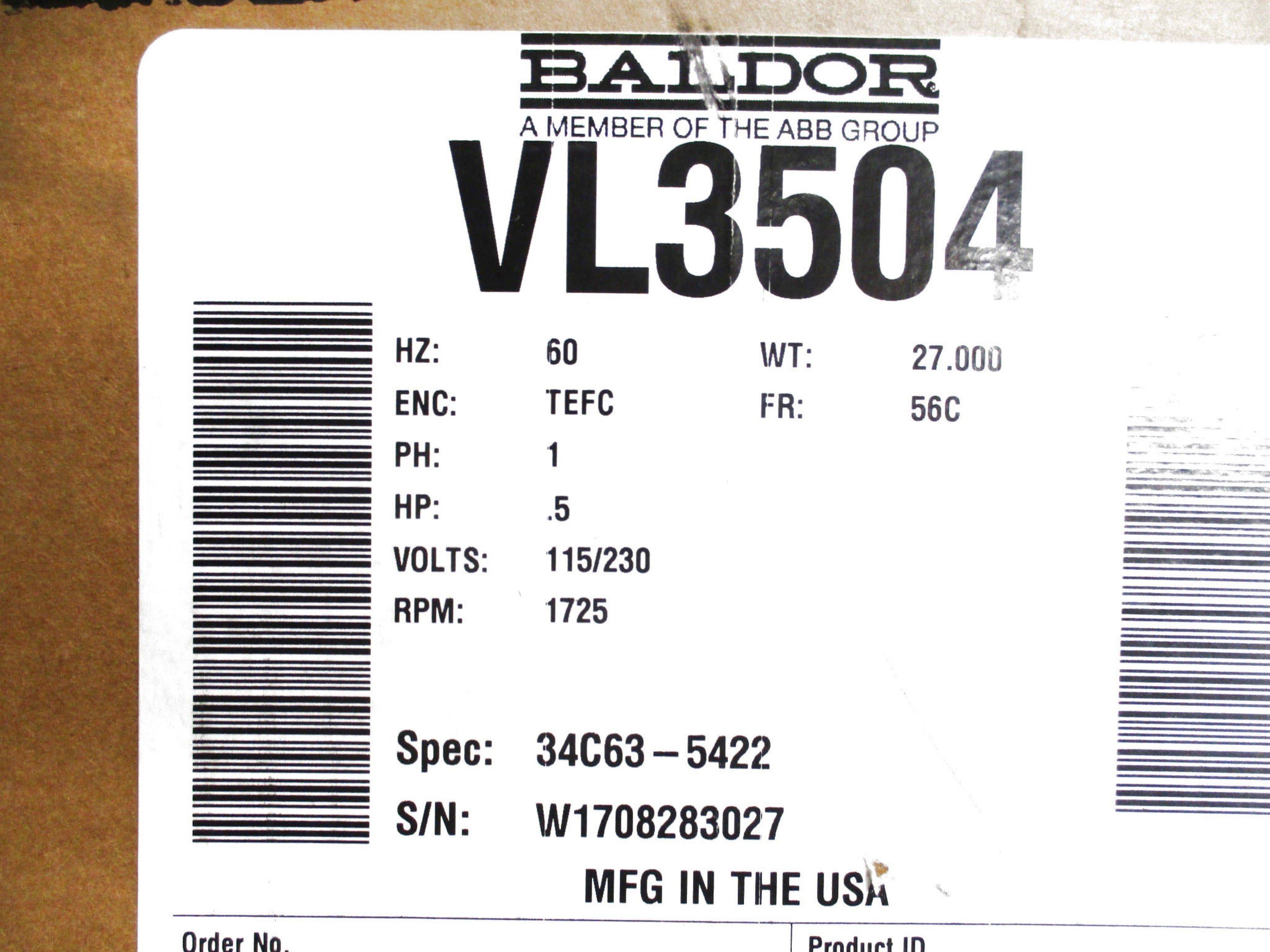 BALDOR VL3504 NSMP