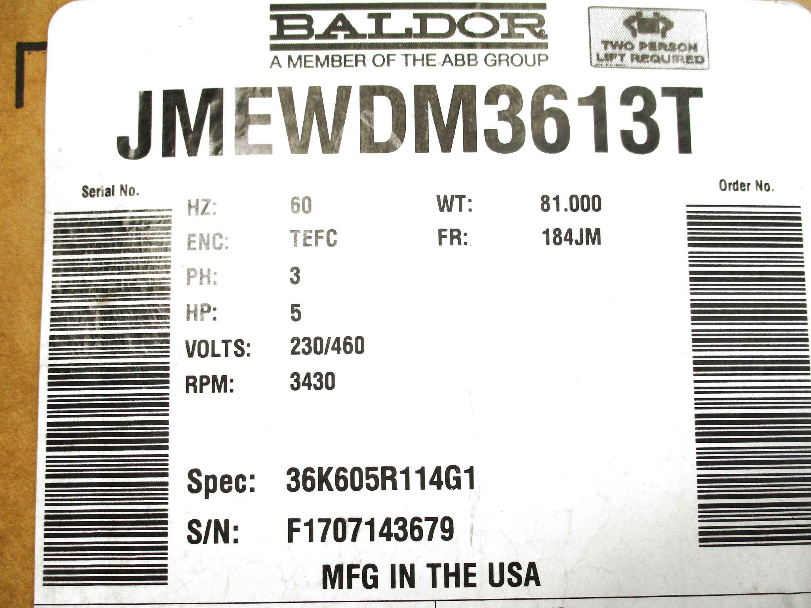 BALDOR JMEWDM3613T NSMP