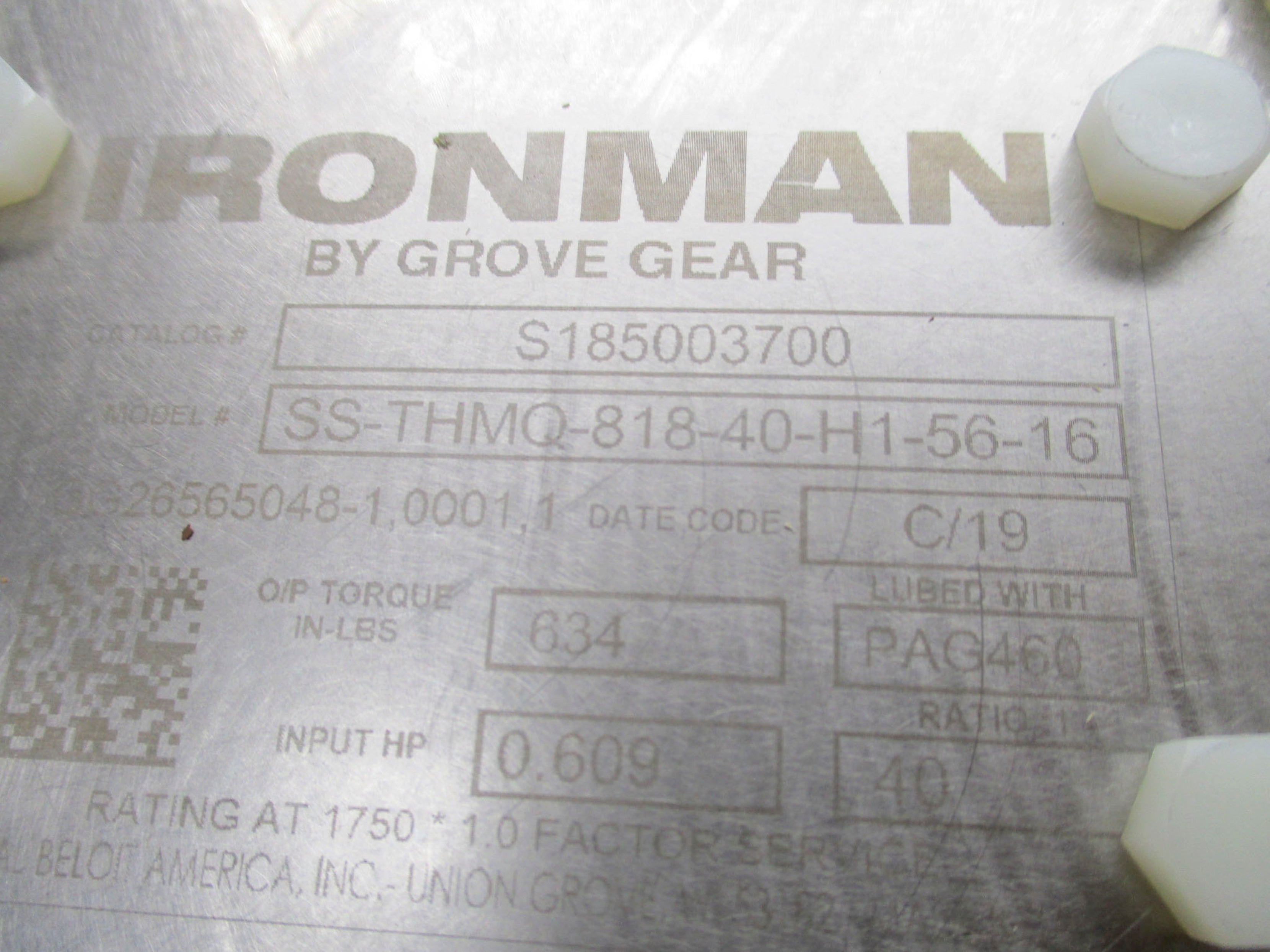 GROVE GEAR SS-THMQ-818-40-H1-56-16 S185003700 NSMP