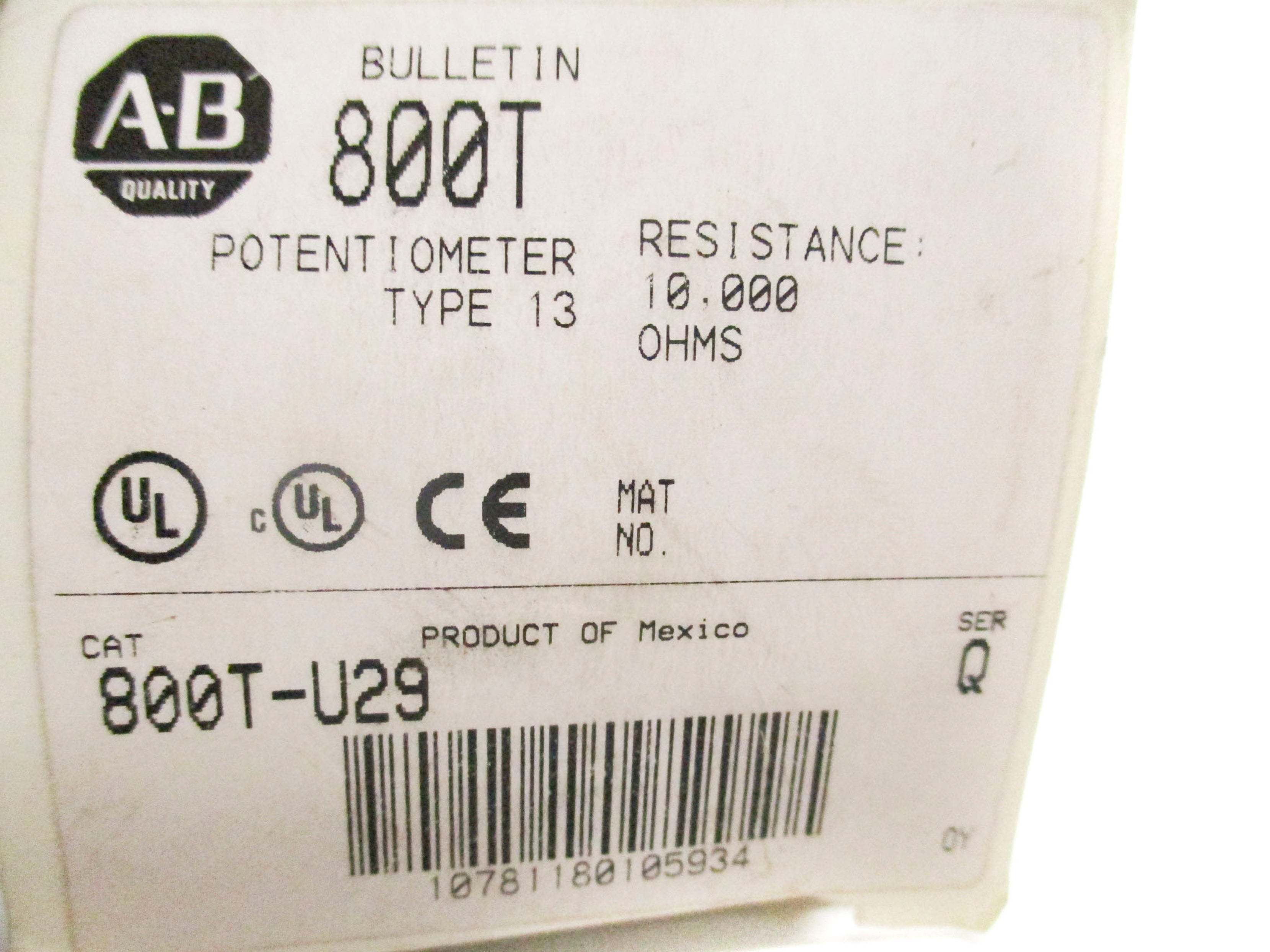 ALLEN BRADLEY  SER. Q 300VAC/DC (WH) NSMP