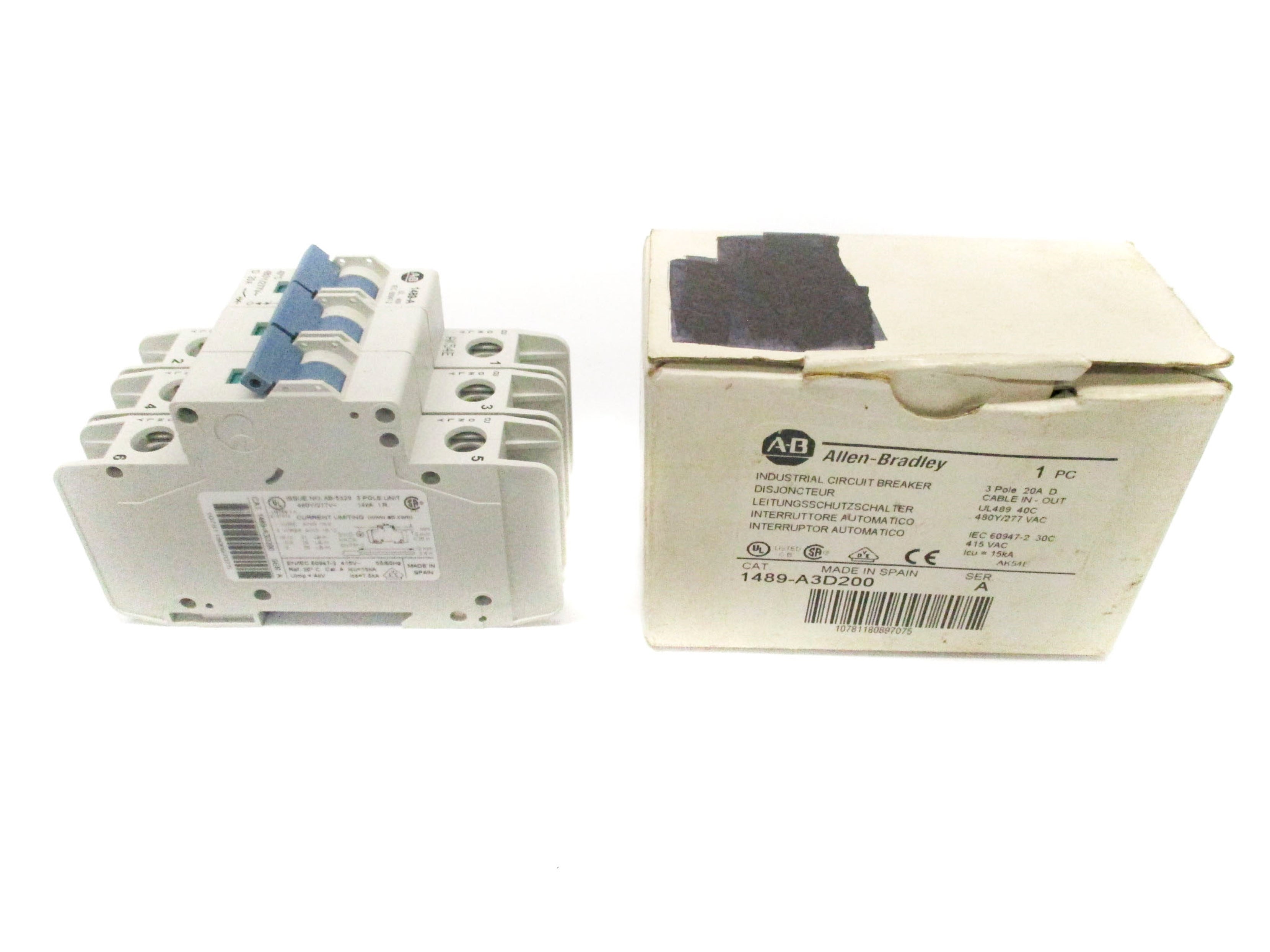 ALLEN BRADLEY 1489-A3D200 20A 277VAC SER. A (WH) NSMP