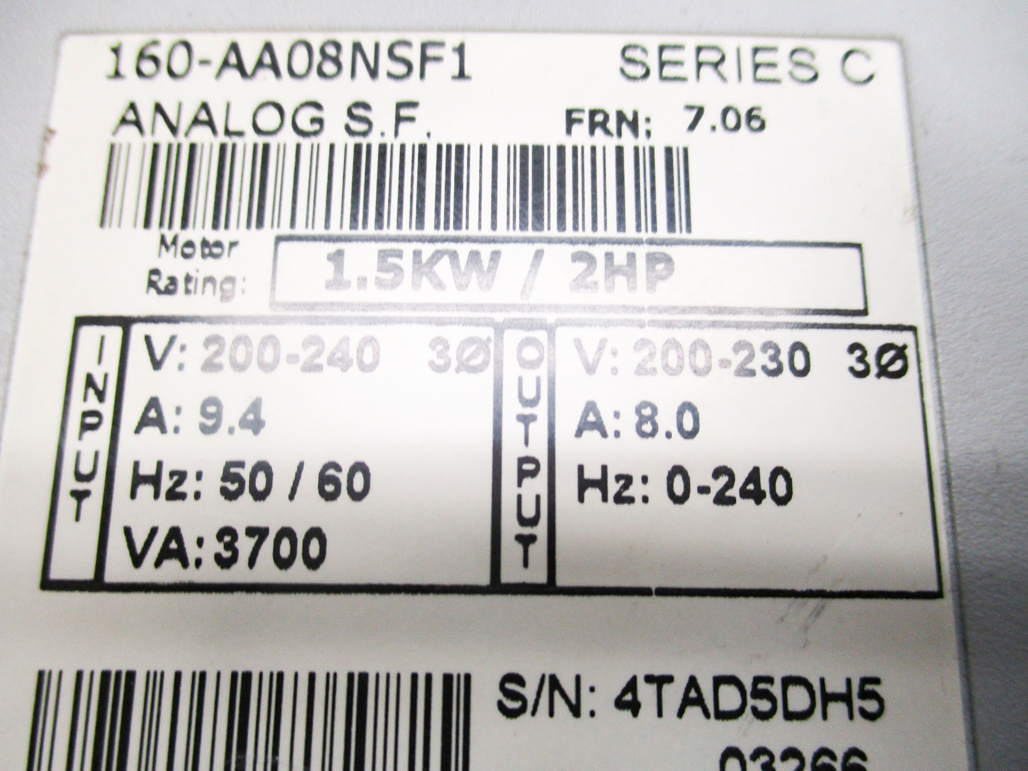 ALLEN BRADLEY 160-AA08NSF1 SER. C NSNP