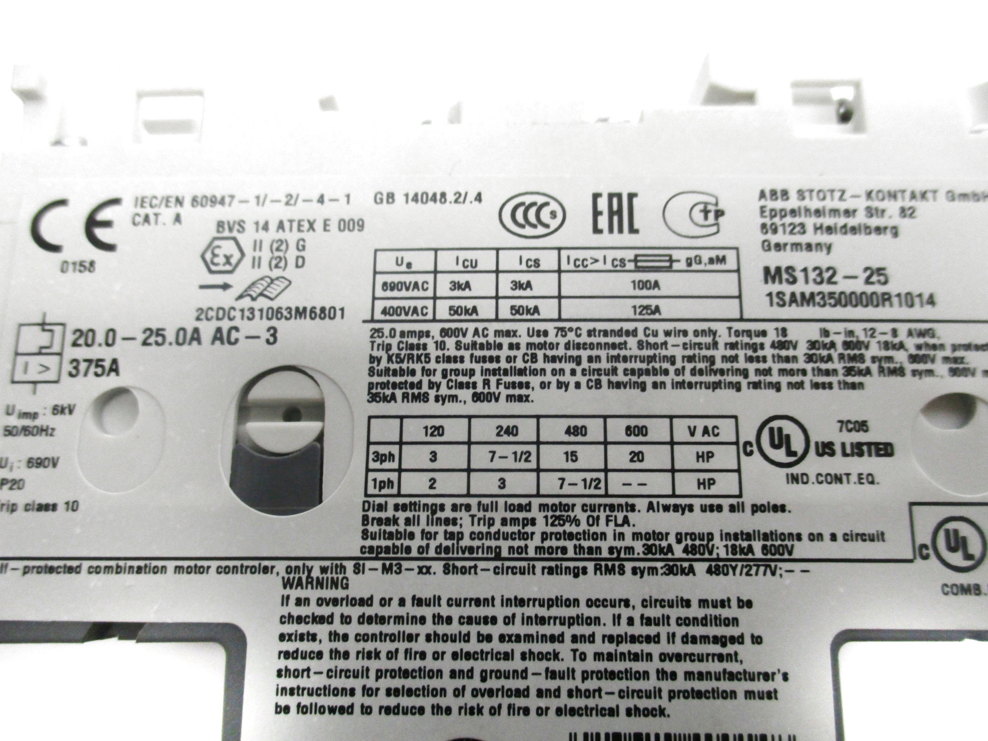 ABB MS132-25 20-25A NSMP