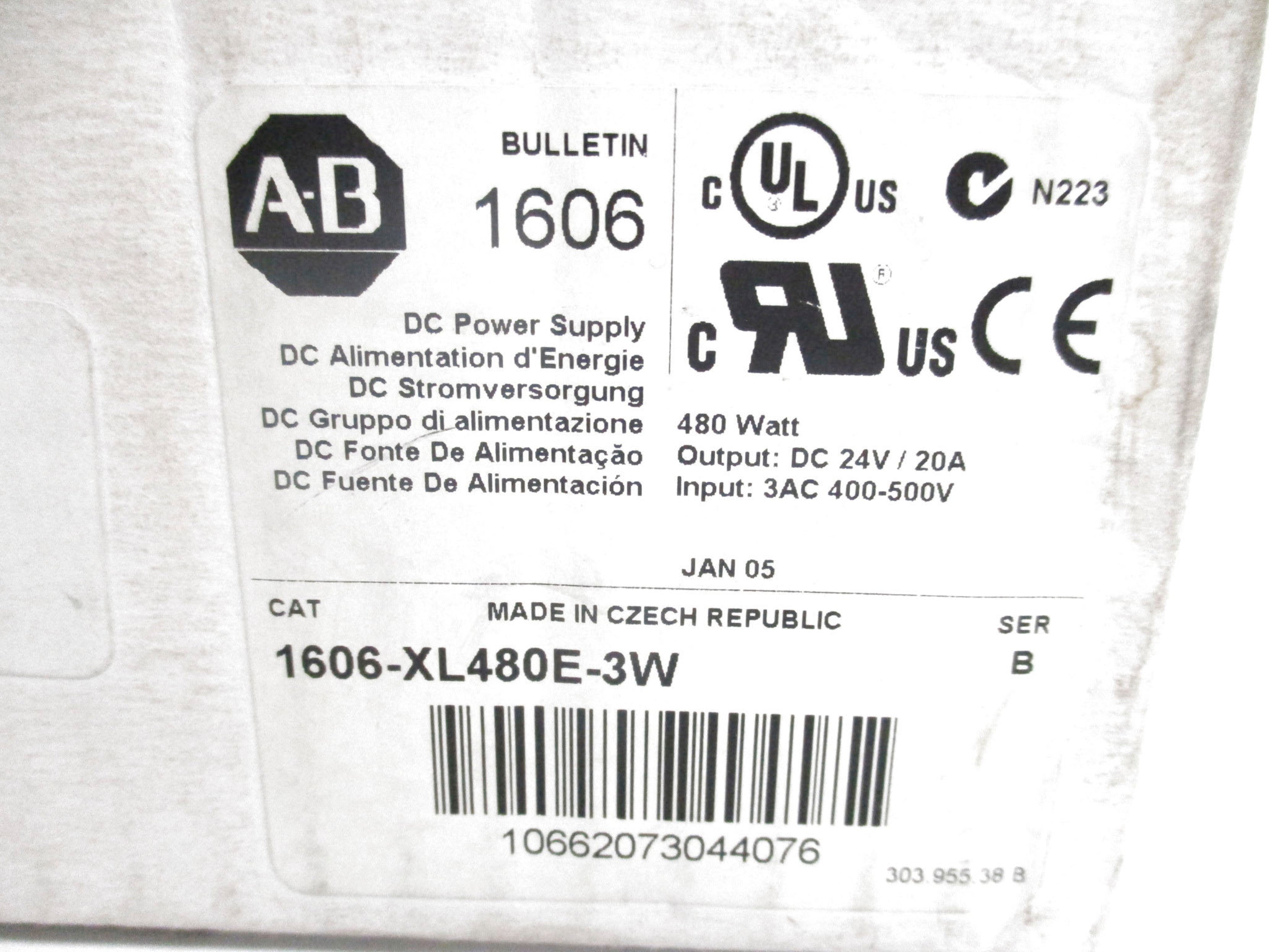 ALLEN BRADLEY 1606-XL480E-3W SER. B (WH) NSMP